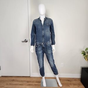 G-Star Chopper BF Boiler Suit Denim Long Sleeve Zip Front Romper Sz S